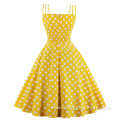 Vintage Summer Polka Dot Printed Party Dresses Cotton